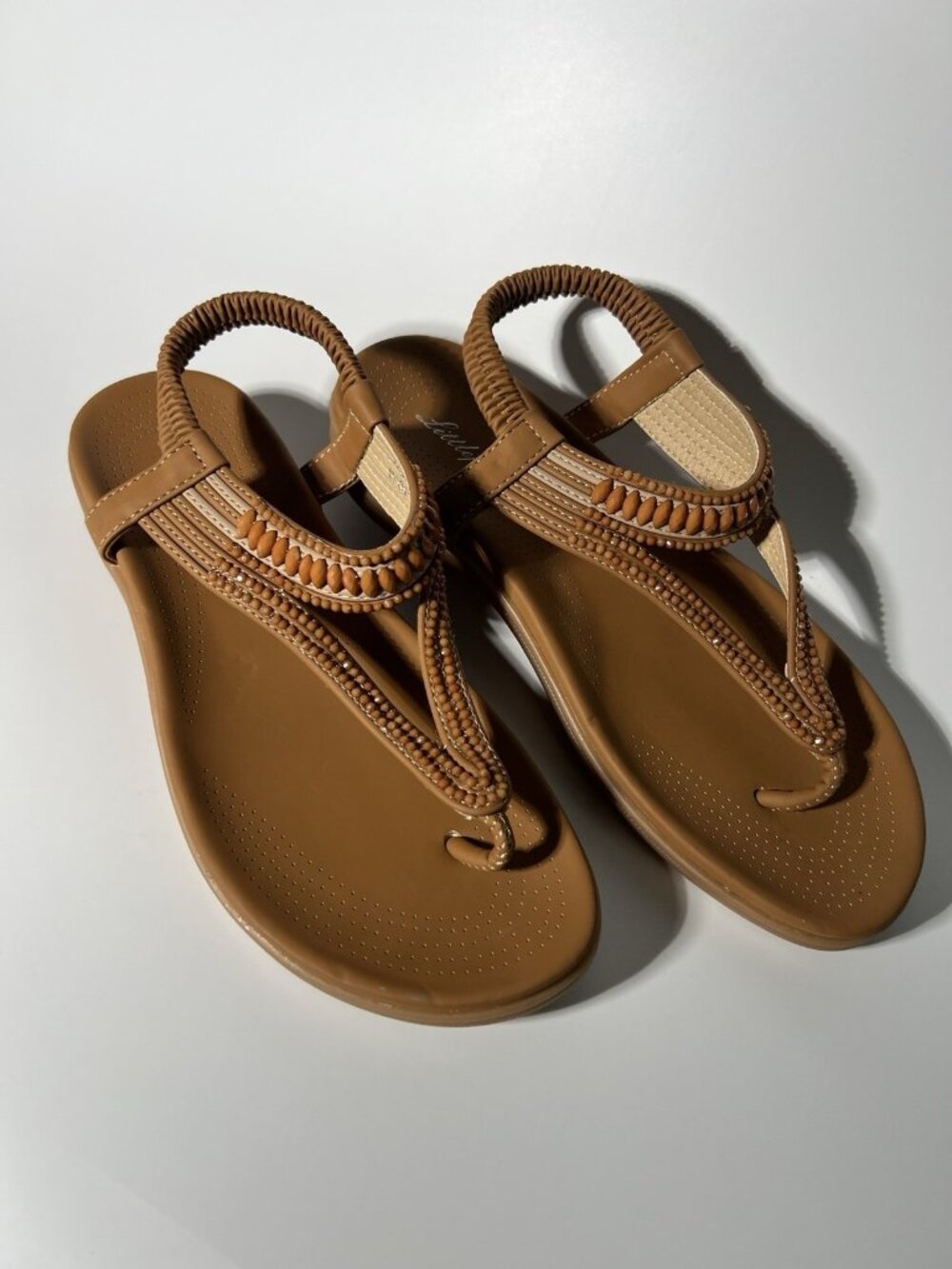 Little Plum Beaded Sandals Brown Women’s US 6.5 EU 37